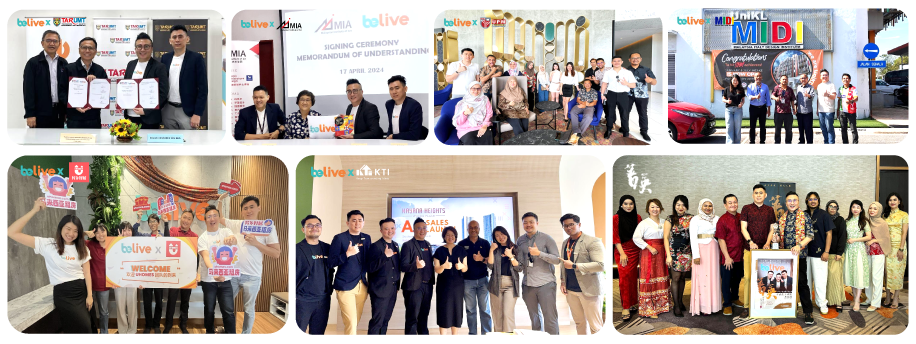 BeLive trusted partners — MOU signings and partnership events with TAR UMT, MIA, UOW, MIDI/UniKL, UHOMES, KTI and more